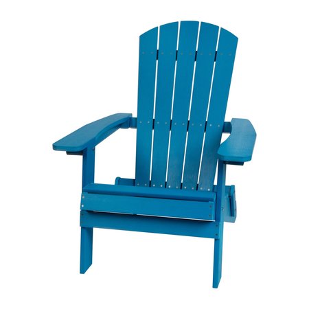 Flash Furniture Blue Side Table and 2 Folding Adirondack Chairs JJ-C14505-2-T14001-BLU-GG